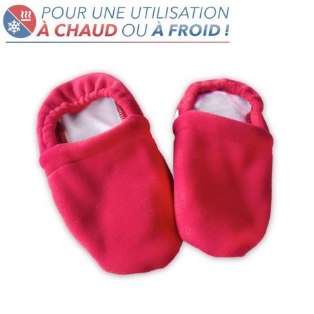 Pantoufles, chaussons chauffants micro-ondes rouges bouillotte