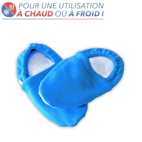 Pantoufles, chaussons chauffants micro-ondes bleus - bouillotte micro ondes