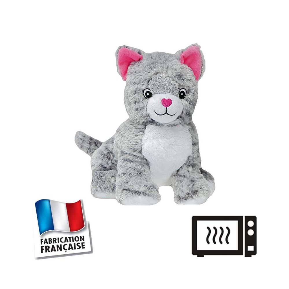 Bouillotte Chaton Peluche Micro Ondable Avec Ble Lavande Chaleur 2h