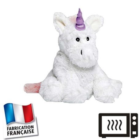 Bouillotte Douce En Peluche Motif Licorne Avec Housse Polaire - Idéal Pour Réconforter Les Enfants