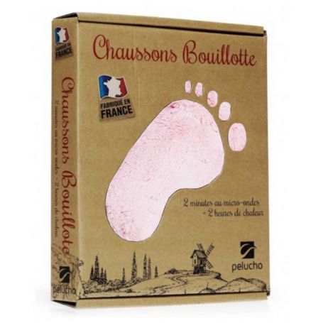 Pantoufles bouillotte pour garder pieds au chaud, micro-ondes roses